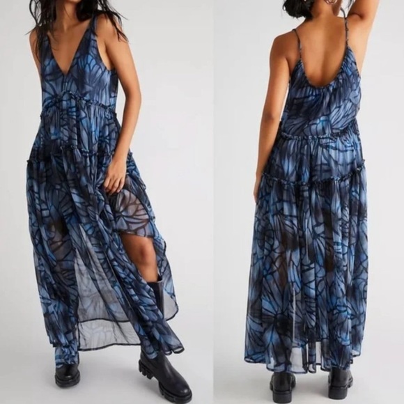 Free People Dresses & Skirts - NWT Free People Julianna Floral Maxi Dress in Navy Combo size L